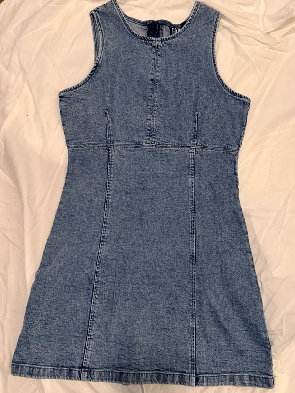 GAP Sleeveless Mini Denim Dress - Light Wash Size Petite Small (W24) - Picture 9 of 13